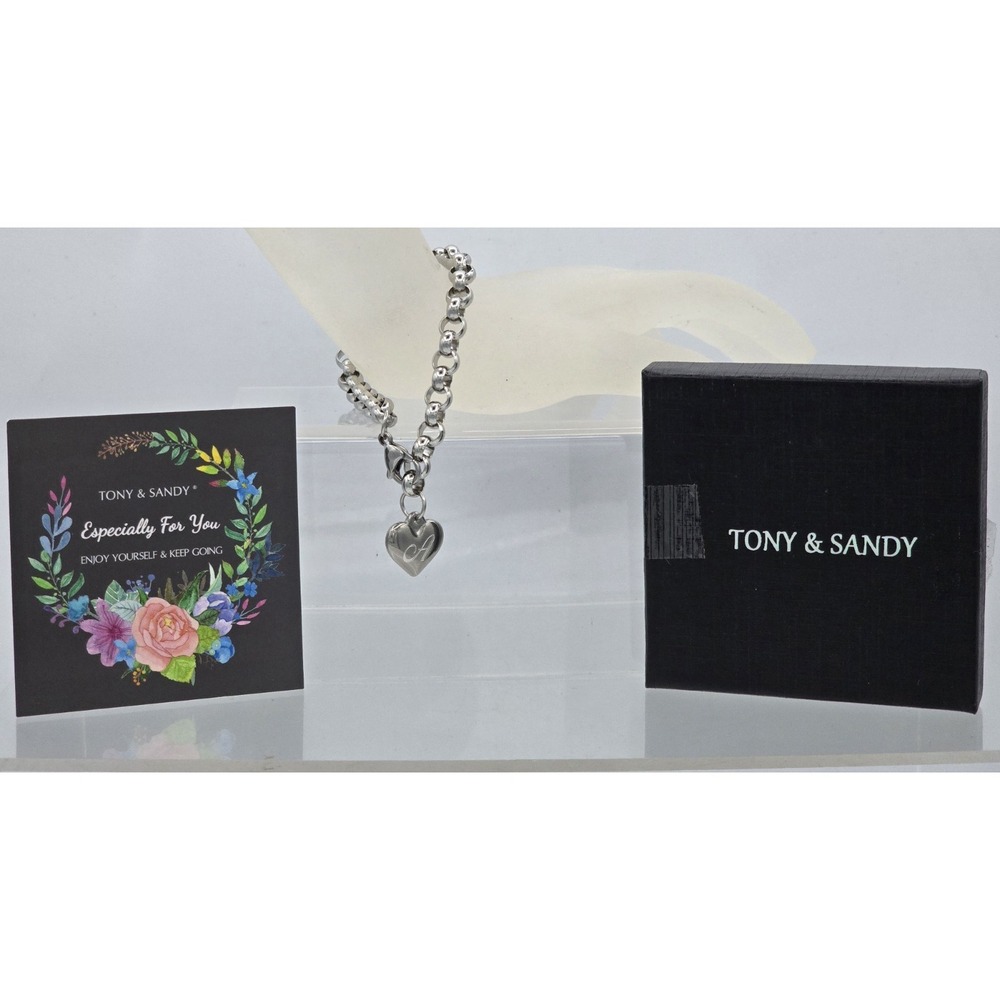 Tony & Sandy‎ Initial Charm Bracelet - Stainless Steel - Letter A